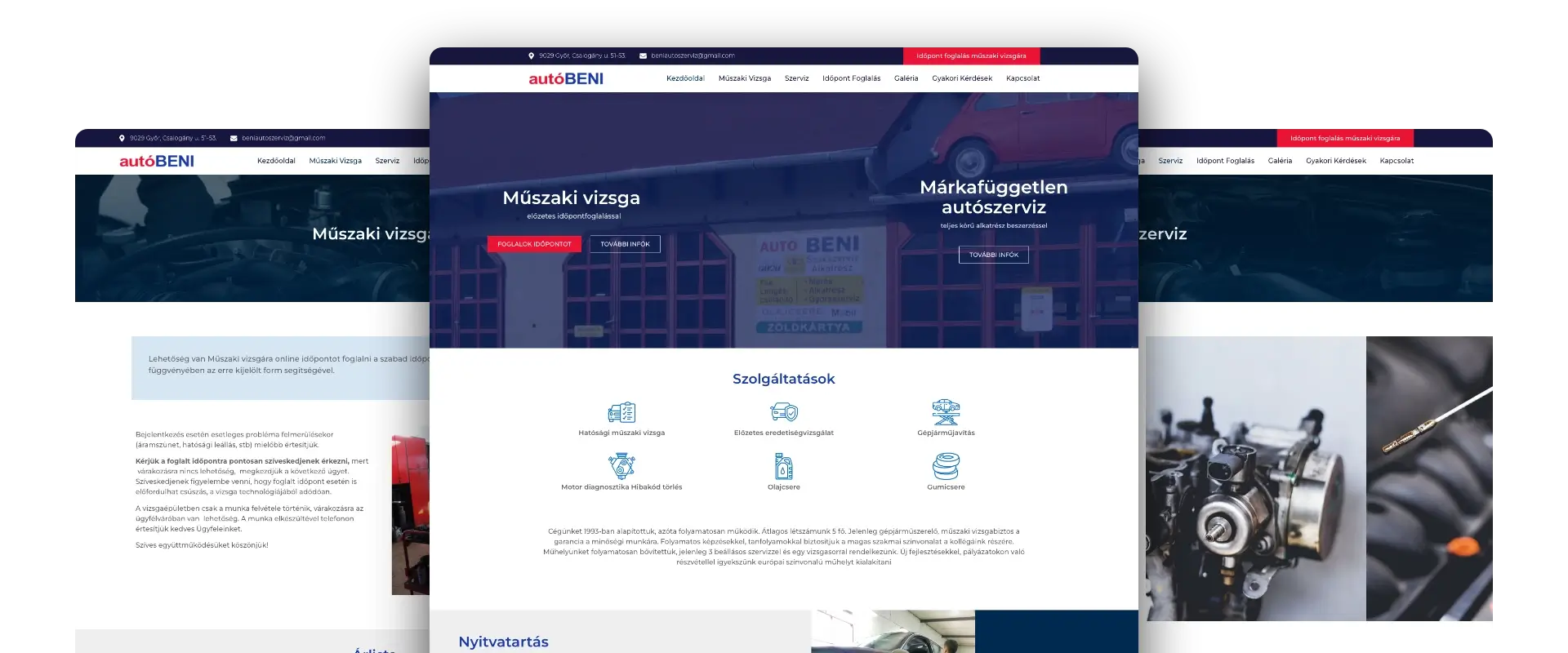 Beni Autó weboldal képek